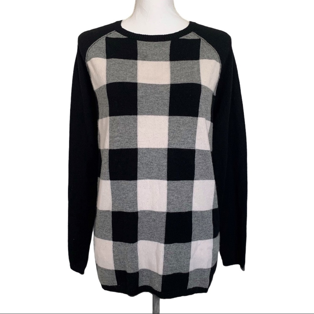 Autumn Cashmere Black/White Buffalo-Check Sweater - Picture 3 of 6